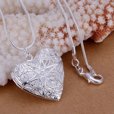 Best 925 Silver Love Lady Jewelry Fashion Women Wedding Heart Charms Necklace • 1.88€