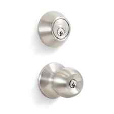 Stainless Steel Entry Door Knob Combo Lock Set with Deadbolt and 6 Keys