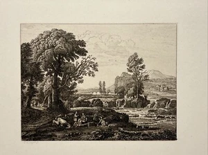 Claude Lorrain Landschaft Antiquarisch Kunstdruck 1872 Stahlstich Radierung - Bild 1 von 4