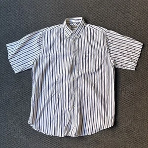 J Crew Men’s Short Sleeve Button Up Shirt Size L White Pinstripe 100% Cotton - Bild 1 von 7