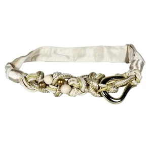 Vintage Carolyn Tanner Designs Womens Statement Belt Ivory Beaded Braided 33in - Picture 1 of 12
