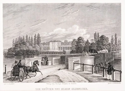 Potsdam Klein Glienicke Stahlstich Grünewald aus Spiker 1833 Passepartout - Bild 1 von 4
