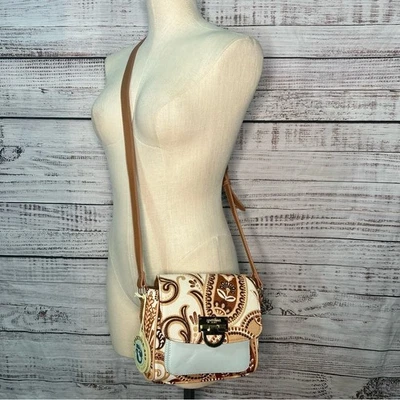 Cartera Bandolera Spartina 449 St. Simons Savannah Hipster Lino y Cuero Azul Foto 1 de 4