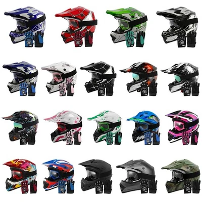 Motorcycle Youth Kids Full Face Helmet Motorcross Dirt Bike ATV UTV Off Road DOT - Изображение 1 из 4
