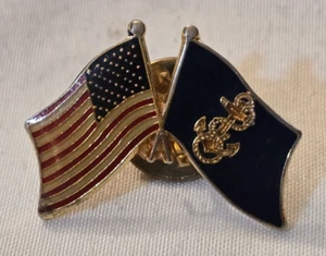 Prendedor de solapa cruzada bandera estadounidense junior ROTC JROTC de la Marina de los Estados Unidos - Imagen 1 de 3