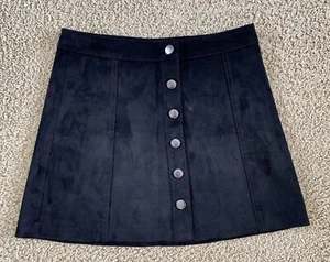 Zara Trafaluc Collection Small Black Suede Short Full Button Mini Skirt - Picture 1 of 7