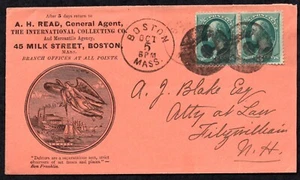 US 1879 ADVERTISING COVER FRANKED PAIR SC. #184 WITH RARE FANCY DONUT CANCELS - Picture 1 of 2