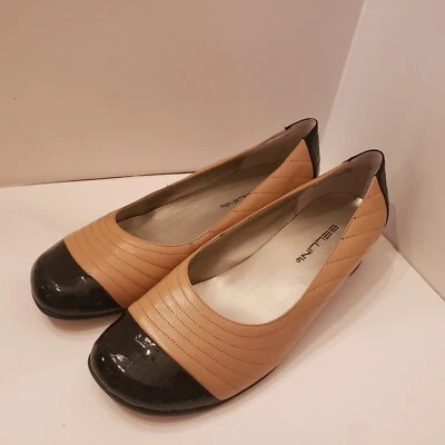 BELLINI Ontario Brown Tan Black Women Wedges shoes Size 9 W wide leather  - Image 1 of 4