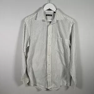 Van Heusen Smart Long Sleeve Shirt White Green Blue Pin Stripe Non Iron Mens 15" - Picture 1 of 10