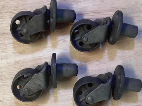 Antique Cast Iron Swivel caster Wheels Set of 4 Cover