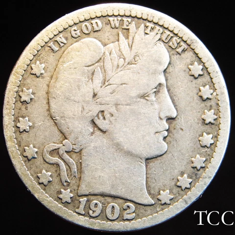 1902 S BARBER QUARTER ~ EXCELLENT SAN FRANCISCO 25c COIN ~ FREE SHIPPING ~ TCC Cover