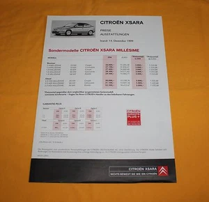 Citroen Xsara Millesime 1999 Preisliste Prospekt Brochure Catalog Prospetto - Bild 1 von 1