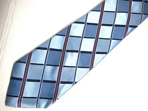 Michael Kors Mens Necktie Tie Blue Orange Checkered 61" Long - Picture 1 of 4