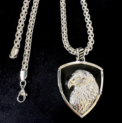 Bradford Exchange "Strength and Pride" Stainless Steel Eagle Pendant Necklace - Image 1 of 4