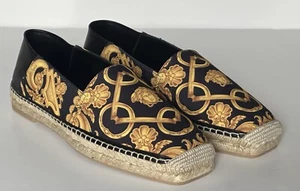 VERSACE Barocco Print Gold/Black Canvas Espadrilles 11 US 1014774 Spain NIB $700 - Picture 1 of 17