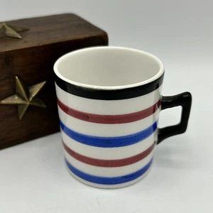 Vintage Striped Italian Espresso Mug Cup Red Blue White Black Made in Italy 131 - Picture 1 of 8