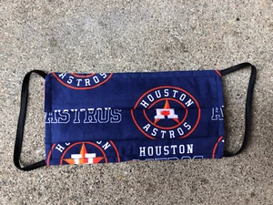 MLB HOUSTON ASTROS FACE MASK BRAND NEW WITH ELASTIC LOOPS - HANDMADE - Picture 1 of 4