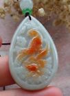 Certified Red 100% Natural A Jade jadeite pendant Phoenix Roes Flower 凤凰 104571