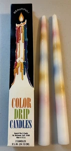 1 Box (2 Candles) Color Drip Candles 10” Tall Made In USA General Wax & Candle - Picture 1 of 3