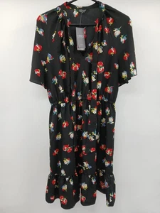 Lauren Ralph Lauren Petite Floral Print Dress Black Red Size 4P - Picture 1 of 7