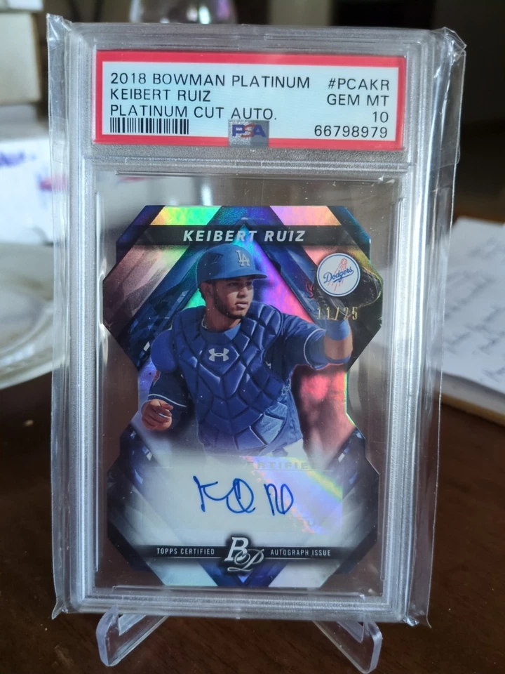2018 Bowman Platinum Cut Keibert Ruiz PSA 10 GEM MT Auto #PCA-KR - Image 1 of 3