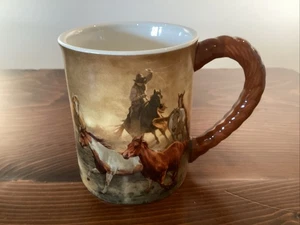 Taza Tumalo Round Up Horses esculpida en 3D por Chris Cummings Wild Wings 2007 - Imagen 1 de 5