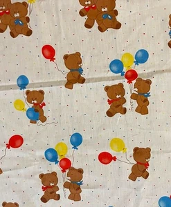 Vintage Teddy Bears Balloons Spring Industries Fabric Sewing Nursery 52” X 43” - Picture 1 of 5