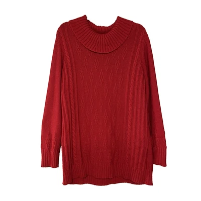 Olsen Alpaca Merino Wool Blend Jumper Womens UK 20 Cable Knit Red Sweater - Image 1 of 4