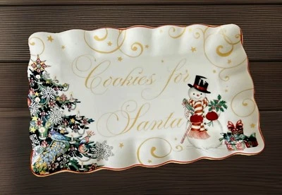 Williams Sonoma Galletas Para Santa Árbol de Navidad y Muñeco de Nieve 12-1/2" Bandeja XLNT Foto 1 de 4