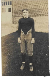 RPPC Vintage Football Player Uniform Portrait Sports History Real Photo Postcard - Picture 1 of 2