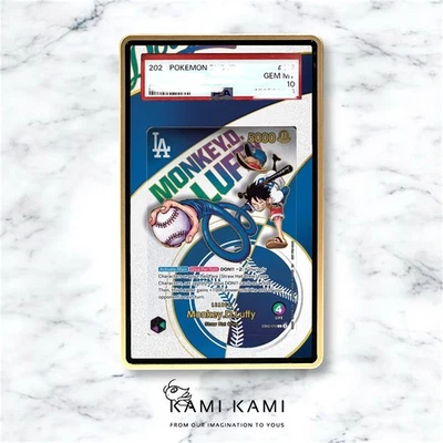 Custom One Piece Card Display Case: Monkey D. Luffy, Dodgers Promo for PSA - Image 1 of 4