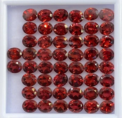 39.00 ct Top Luster Red / Natural Pyrope Red Garnet - 6x5 mm Oval 50 Pcs Video ! - Image 1 of 3