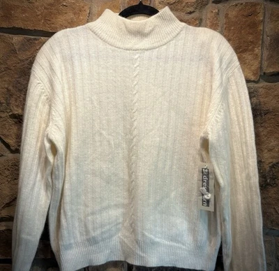 NWT Lambs Wool & Angora Dressbarn Cream Women’s Mock Turtleneck Sweater XL - Image 1 of 4