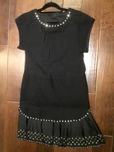 VESTIDO MUJER DIESEL NEGRO ORO METAL TACHUELAS NUEVO CON ETIQUETAS EDICIÓN LIMITADA VALOR MINORISTA $690 - Imagen 1 de 5
