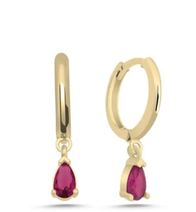 Rubin Zirkonia Rot Stein Ohrringe Silber 925 vergoldet Ohrclip Geschenkidee NEU - Bild 1 von 1