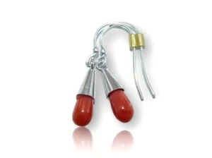 Orecchini di Corallo rosso Naturale in Argento da 925 donna con pendenti pietre - Imagen 1 de 3