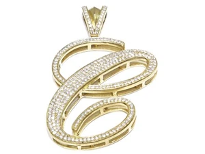 Anhänger .925 Sterlingsilber Gelbgold getaucht Rundschliff weiß CZ Schrift C - Bild 1 von 7