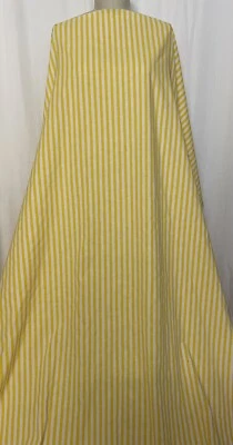 100% Cotton Mango Yellow & White Vertical Stripes Made in USA Fabric By the Yard - Image 1 of 4