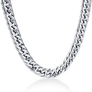 collier chaîne pour homme acier inoxydable plaqué argent 60 cm largeur 8 mm