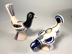Vintage Bird Candle Holders Gerd Hiort Petersen Soholm Blue Ceramic Denmark - Picture 1 of 6