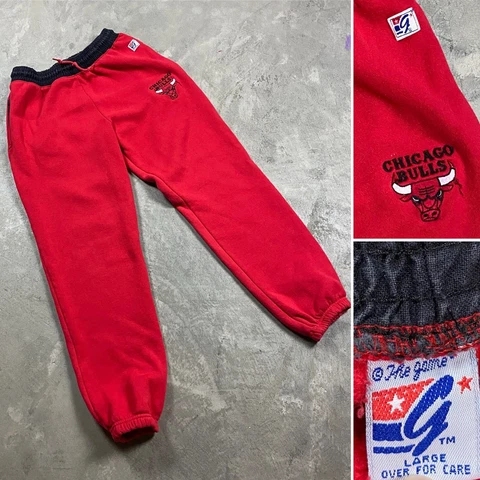 90s VTG THE GAME Sportswear CHICAGO BULLS L Sweatpants USA Made Heavy Big Logo Cover