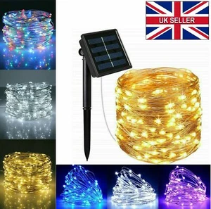 Luces de cuerda solares LED impermeables alambre de cobre hada jardín de Navidad exterior Reino Unido - Imagen 1 de 11