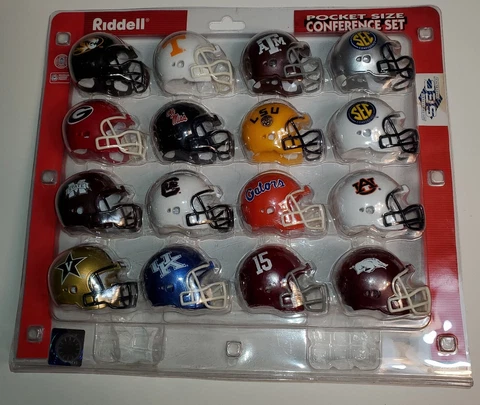 RIDDELL SEC POCKET HELMET SET  NICE & CLEAN! ALL 14 TEAMS & 2 BONUS SEC HELMETS Cover
