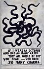 Postcard 1908 Octopus Many Arms Drawing Cool card