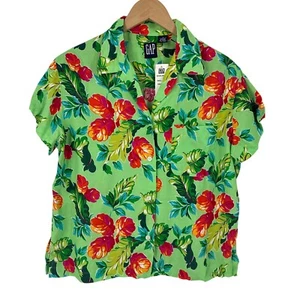 GAP Floral Button Top S Tropical Hawaiian Resort Short Sleeve New VTG Deadstock - Picture 1 of 11