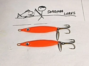 2 - 1/2 oz FLUTTER JIG SPOONS LURES LEAD ORANGE WITH WILLOW BLADE KOKANEE - Picture 1 of 6