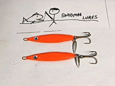 2 - 1/2 oz FLUTTER JIG CUCHARAS SEÑUELOS PLOMO NARANJA CON HOJA DE SAUCE KOKANEE Foto 1 de 4