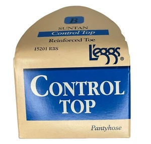 L’eggs Control Top Pantyhose Reinforced Toe Suntan Size B 1 Pair Made in USA - Picture 1 of 8