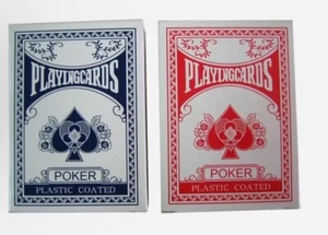 2 Decks Qualität Profi Kunststoff beschichtete Spielkarten Poker Größe Spiele Spaß - Bild 1 von 2
