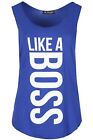 Plus Size Ladies Womens Sleeveless Love Training Miss Fit Sports Edging Vest Top